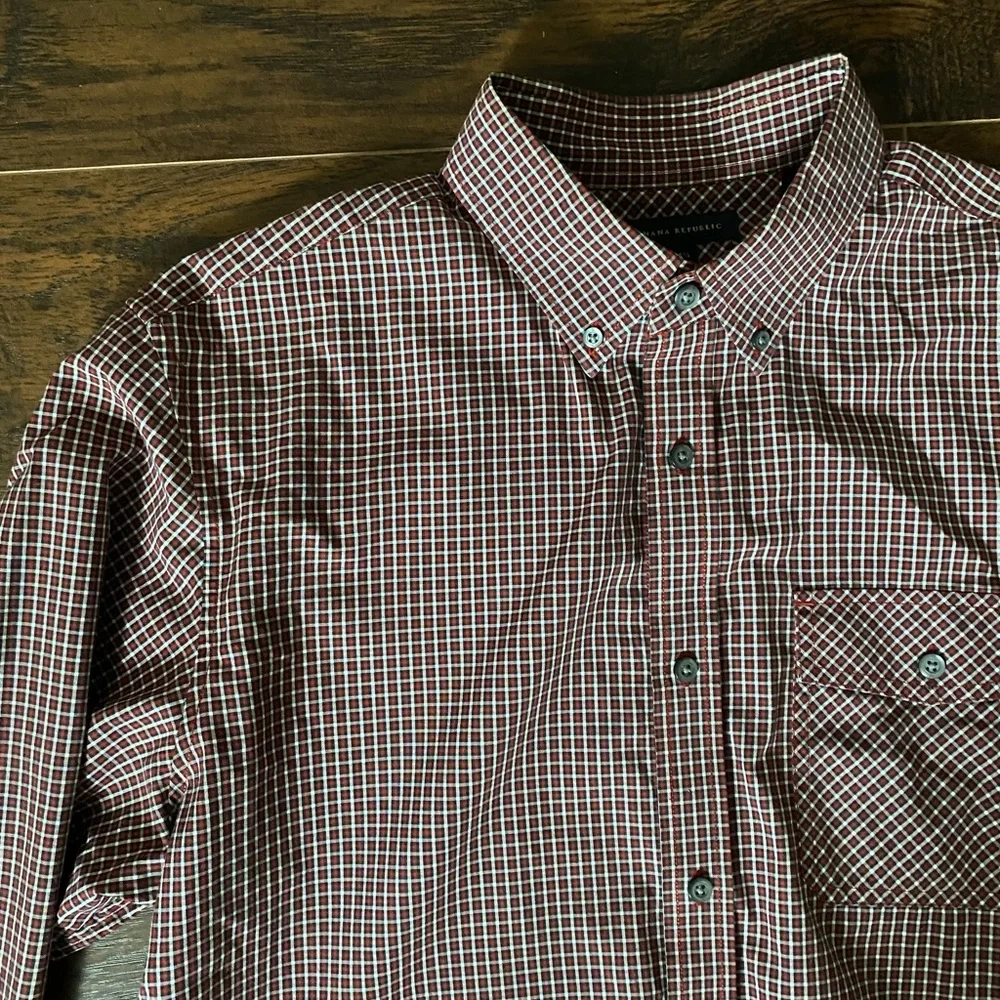Banana Republic Mini Check Button Down Shirt
